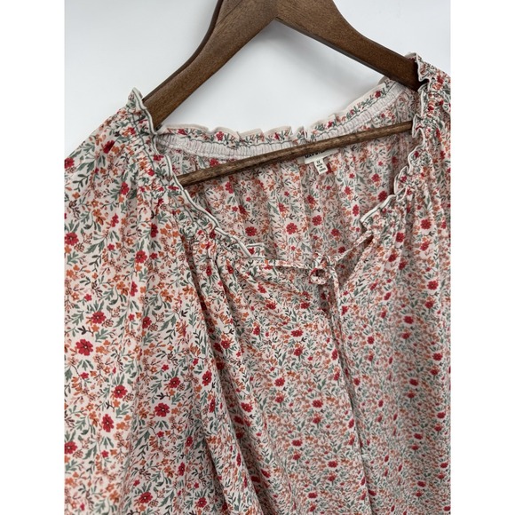 Max‎ Studio 1X Ditzy Floral Long Sleeve Blouse Light Semi-sheer Cottagecore Boho - Picture 5 of 10